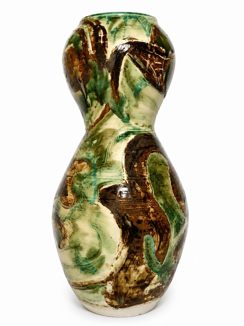 Vase Serpent, vert et brun